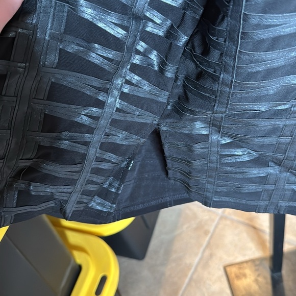 Parker Black Faux Leather Mesh Bodycon Dress V-Neck Mini Size Medium - Picture 11 of 11